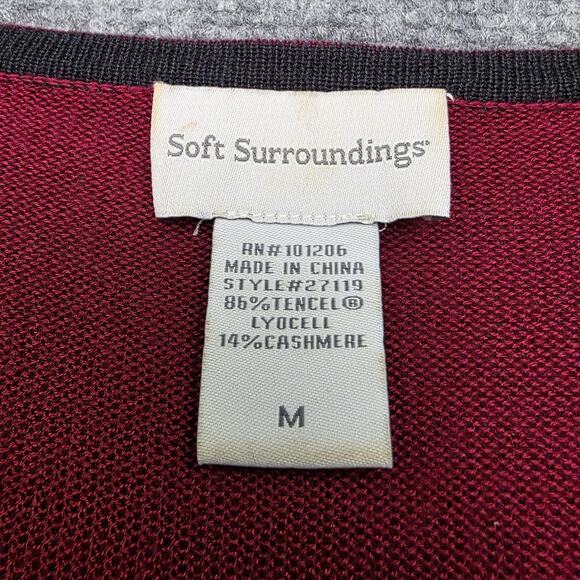 Soft Surroundings Sweater Tunic Womens Medium Burgundy Zip Hemp Tencel Cashmere - Picture 2 of 16